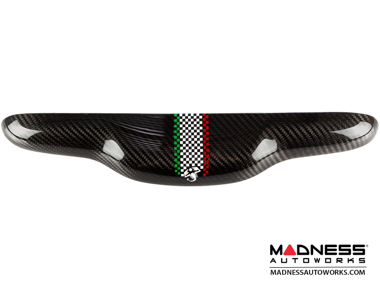 FIAT 500 Trunk Handle - Carbon Fiber - Italian Checked Flag Racing Stripe w/ White Scorpion - EU Model